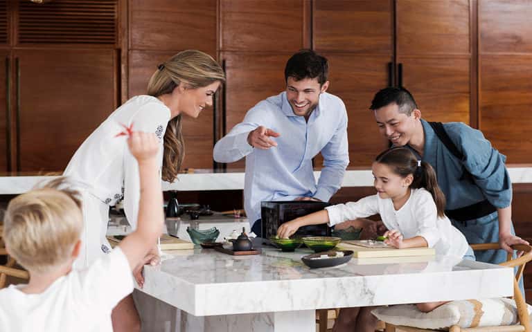 Family in the Kitchen at Villa One at One&Only Palmilla